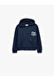 Long Sleeve Printed Oversize Hooded Zippered Sweatshirt with Pockets