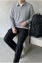 Polx Men's Polo Collar Zippered Sweatshirt - Half-Zip Comfortable Fit Solid Color Sweatshirt - 2