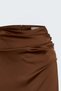Button Detailed Satin Skirt - Brown - 5