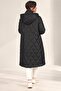 Coat with Hood, Zipper on the Front, Snaps on the Sides, Lined Long Puffer Coat - 4