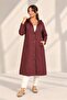 Women's Hooded Chain Detailed Pocketed Wave Pattern Self-Lined Hooded Midi Trench - 3