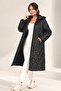Coat with Hood, Zipper on the Front, Snaps on the Sides, Lined Long Puffer Coat - 2