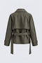 Stradi Belted and Draped Trench Coat Khaki Lined Trench - 2
