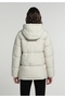 Regular Fit Hooded Zippered Lined Water Resistant Women's Ecru Coat - 2