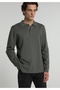 Regular Fit Polo Neck Jacquard Men's Green Sweater