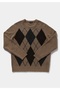 Regular Fit Round Neck Jacquard Men's Brown Sweater - 6