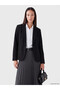 Alita City Farkıyla Lcw Studio Black Combed Cotton Plain Standard & Regular Women's Blazer Jacket