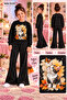 Winter, Spring, and Autumn Girls' Black Spanish Flared Bottoms and Black Sweat Top - 2