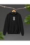 Guts Anime Printed Oversize Hooded Sweatshirt Unisex Black White - 2