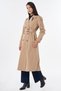 Double-Breasted Belted Trench Coat Beige - 3