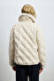 Monica Women's Removable Fur Goose down Inflatable Coat Ecru - 8