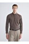 Esvab • Modern & Distinctive Standard Fit Long Sleeve Checkered Embroidered Gabardine Men's Shirt