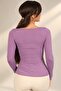 Women's Square Neck Long Sleeve Blouse - 4