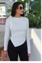 Asymmetrical Cut Blouse with Shoulder Ties — White