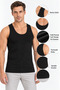 Men's Cotton Modal Flexible Wide Strap Undershirt Single Black - 5