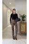 Vetta Mink Zebra Patterned Straight Jeans