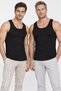 Men's Cotton Lycra Wide Strap Undershirt 2-Pack Black