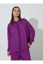 Purple Contrast Trims Shirt and Wide Leg Trousers Set - 2