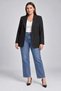 Soft Velvet Buttoned Plus Size Lined Jacket Black - 3