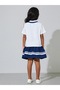 Girls Polo T-Shirt and Striped Skirt Set - 5