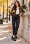 Bianca Black Satin Women's Daily Stone Detailed Stylish Comfortable Wedge Heeled Mother Shoes - 8