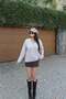 V-Neck Oversize Knitwear Sweater — Beige - 2