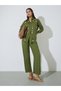 Olive Green Embroidered Shirt and Straight Leg Trousers Set