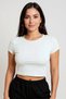 Women's White Round Neck Half Sleeve Crop Top Blouse - 4