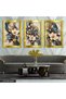 Textured Appearance Blue and White Flower 3 Piece Plexiglass Mirrored Table - 3