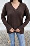 V-Neck Oversize Knitwear Sweater — Brown - 6
