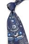 Blue Gray Motif Pattern Italian Silk Tie İk2636 - 2