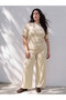 Two Mt Shop Quality Lcw Curve Beige Interlock Plain Loose & Baggy Women's Sweatpants