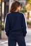 Women's Striped 0-Collar Sweatshirt - 2