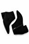 Poca Women's Suede Black Pointed Toe Low Block Heeled Side Zipper Short Boots - 5