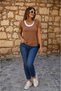 Women's Short Sleeve Round Neck Double Color Viscose Blouse - 2