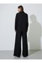 Black Embroidered Long Sleeves Shirt and Wide Leg Trousers Set - 6