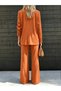 Lapel Open Blazer and Straight Leg Pants Set - 3