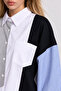 Asymmetrical Stone Embellished Premium Shirt Lby0099 Gray White - 6