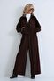 Women's Bitter Brown Elastic Waist Zipper Suit Alc-X15904 - 3