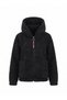Women's Zipper Detailed Oversize Plush Fleece Hooded Coat / Sweatshirt - 3