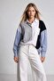 Asymmetrical Stone Embellished Premium Shirt Lby0099 Gray White - 2
