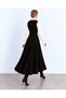 Black Corduroy A-Line Maxi Length Front Buttoned Belted Viola Dress - 3