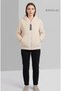 Women's Zipper Detailed Plush Fleece Hooded Coat / Sweatshirt - 3