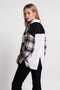 Asymmetrical Stone Embellished Premium Shirt Lby0099 Black White - 3