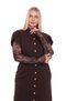 Product Name Plus Size Lace Sleeve Detailed Belted Buttoned Dress - 3