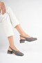 Women's Gray Suede 4 cm Thick Heeled Shoes Tr05Ms01H - 4
