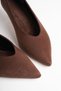 Women's Bitter Brown Suede 4 cm Thin Heeled Stiletto Tr05Ms02K - 3