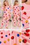 Girls 100% Cotton Colorful Strawberry Pattern Pink Long-Sleeve Sleepwear Set - 3