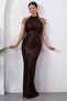Halter Neck Beaded Tulle Dress Dns2227 - 6