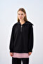 Women's Half-Zip Striped Detail Set Black - 3
